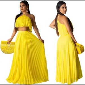 Womens Halter Neck Sleevless Chiffon Maxi Dress